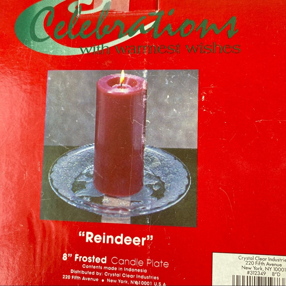 Crystal Clear - “Reindeer” 8” Frosted Candle Plate.